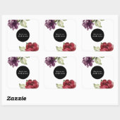 Elegant Red en Plum Waterverf Floral Vierkante Sticker (Vel)