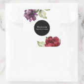 Elegant Red en Plum Waterverf Floral Vierkante Sticker (Tas)