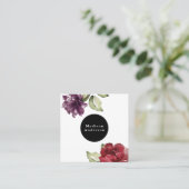 Elegant Red en Plum Waterverf Floral Vierkante Visitekaartje (Staand voorkant)