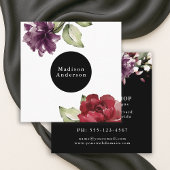 Elegant Red en Plum Waterverf Floral Vierkante Visitekaartje
