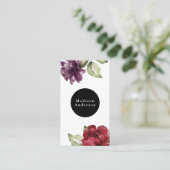 Elegant Red en Plum Waterverf Floral Visitekaartje (Staand voorkant)