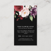 Elegant Red en Plum Waterverf Floral Visitekaartje (Achterkant)