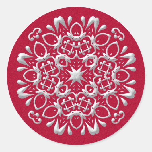Elegant Red en Silver Kerst sticker (Voorkant)