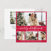 Elegant Red en White 4 Foto Collage Kerstmis Feestdagenkaart (Voorkant / Achterkant)