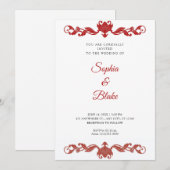 Elegant Red en White Art Deco Wedding Kaart (Voorkant / Achterkant)