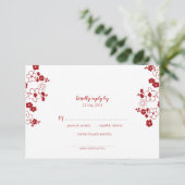Elegant Red en White Cherry Blossom Oriental RSVP (Staand voorkant)