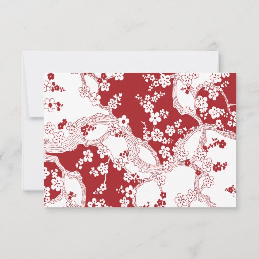 Elegant Red en White Cherry Blossom Oriental RSVP (Achterkant)