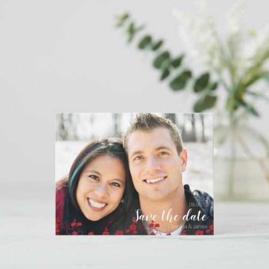 Elegant Red en White Cherry Blossom Oriental Save The Date (Staand voorkant)