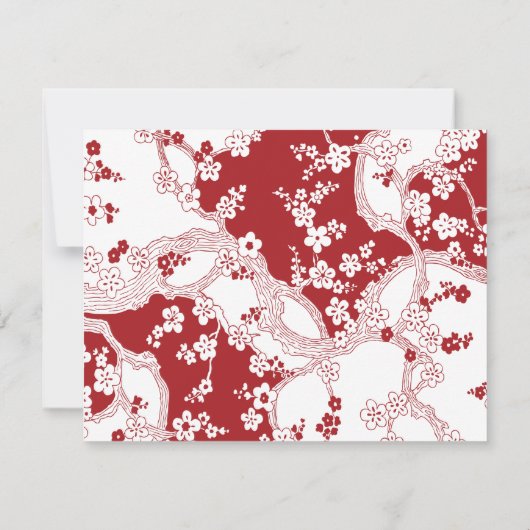 Elegant Red en White Cherry Blossom Oriental Save The Date (Achterkant)