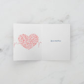 Elegant Red en White Music Heart Feestdagen Kaart (Binnen)