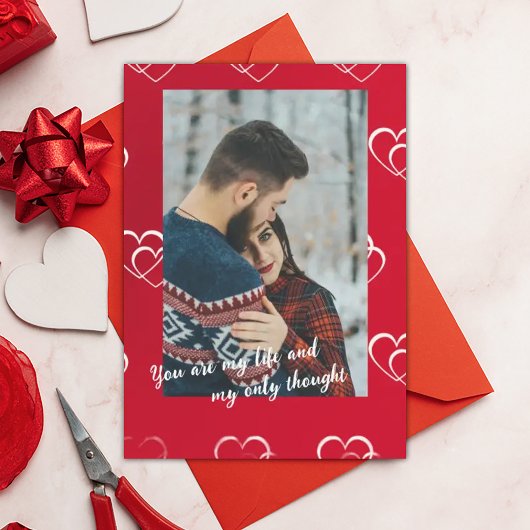 Elegant Red en White Plain Holiday Kaart