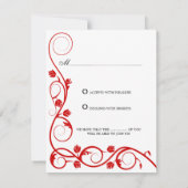 Elegant Red en White Swirls RSVP / Reply Kaart (Achterkant)