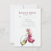 Elegant Red en White Wine Dance Wedding Song RSVP Kaartje (Voorkant)