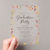 Elegant Red en Yellow Floral Graduation Party Acryl Uitnodigingen (Insitu (Draagbaar))