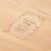 Elegant Red en Yellow Floral Graduation Party Acryl Uitnodigingen (Laagn)