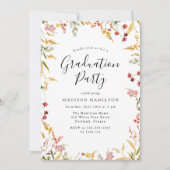 Elegant Red en Yellow Floral Graduation Party Kaart (Voorkant)