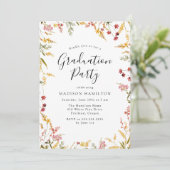 Elegant Red en Yellow Floral Graduation Party Kaart (Staand voorkant)