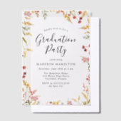 Elegant Red en Yellow Floral Graduation Party Vellum Uitnodigingen (Offset)