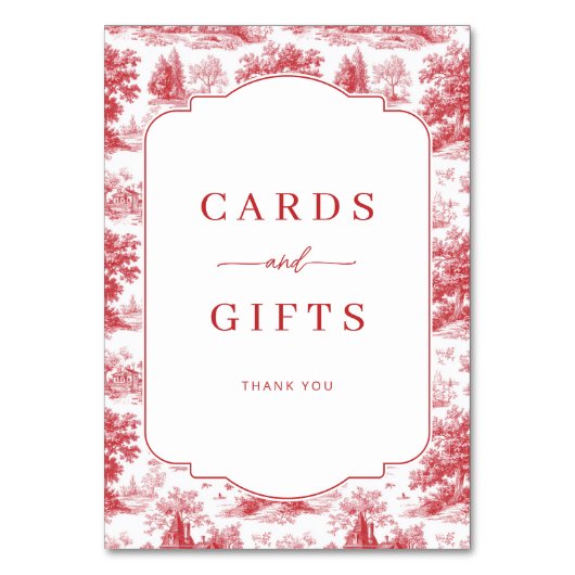 Elegant Red Engraver Pastoral Border Kaart (Voorkant)