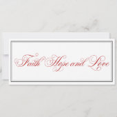 Elegant Red Faith Hope Love Weddenation Kaart (Achterkant)