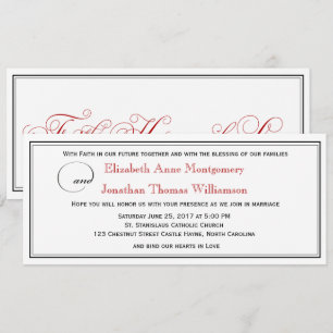 Elegant Red Faith Hope Love Weddenation Kaart