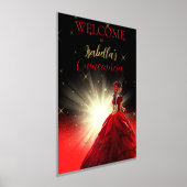 Elegant Red Faux Glitter Quinceañera | Geboortedag Folie Afdrukken (Laagn)