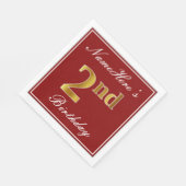 Elegant Red, Faux Gold 2e verjaardag + aangepaste Servet (Hoek)