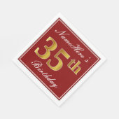 Elegant Red, Faux Gold 35th Birthday + Aangepaste Servetten (Hoek)