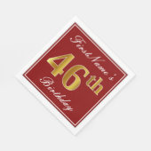 Elegant Red, Faux Gold 46th Birthday + aangepaste Servet (Hoek)