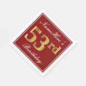 Elegant Red, Faux Gold 53rd Birthday + aangepaste  Servet (Hoek)