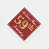 Elegant Red, Faux Gold 59th Birthday + aangepaste  Servet (Hoek)
