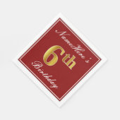 Elegant Red, Faux Gold 6th Birthday + Aangepaste n Servet (Hoek)