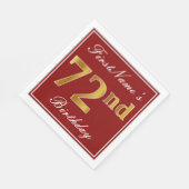 Elegant Red, Faux Gold 72e verjaardag + Aangepaste Servet (Hoek)