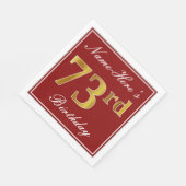 Elegant Red, Faux Gold 73rd Birthday + aangepaste Servet (Hoek)