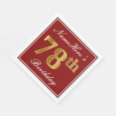 Elegant Red, Faux Gold 78th Birthday + aangepaste  Servetten (Hoek)