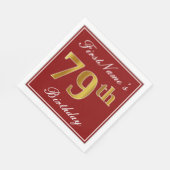 Elegant Red, Faux Gold 79th Birthday + aangepaste  Servetten (Hoek)