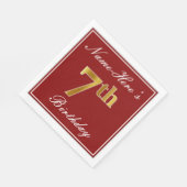 Elegant Red, Faux Gold 7th Birthday + Aangepaste n Servet (Hoek)