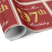 Elegant, Red, Faux Gold 97th Birthday; Naam op maa Cadeaupapier (Rol Hoek)