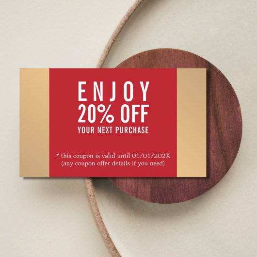 Elegant Red Faux Gold Beauty Salon Coupon