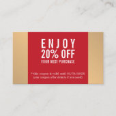 Elegant Red Faux Gold Beauty Salon Coupon (Voorkant)