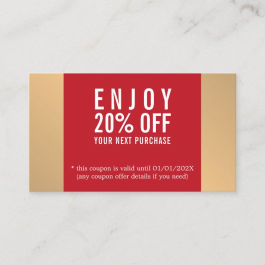 Elegant Red Faux Gold Beauty Salon Coupon (Voorkant)