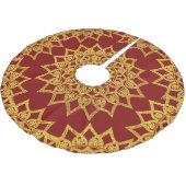 Elegant Red Fine Gold Floral Mandala Kerstmis Kerstboom Rok (Gekanteld)
