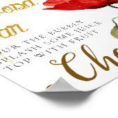 Elegant Red Floral Baby shower Mimosa Bar Poster (Hoek)