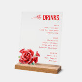 Elegant Red Floral Beverage Menu Acryl Bord (Hoek)