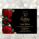 Elegant Red Floral Black 30th Birthday Party Kaart<br><div class="desc">Invite your friends and loved ones to your birthday celebration with this elegant red floral 30th birthday party invitation. The customizable text area in this invitation template allows you to include all the necessary details for your special birthday celebration, including the date, time, venue, and RSVP information. A variety of...</div>