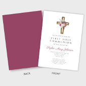 Elegant Red Floral Boho Cross First Community Kaart