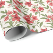 Elegant Red Floral Botanical Blooms Cadeaupapier (Rol Hoek)