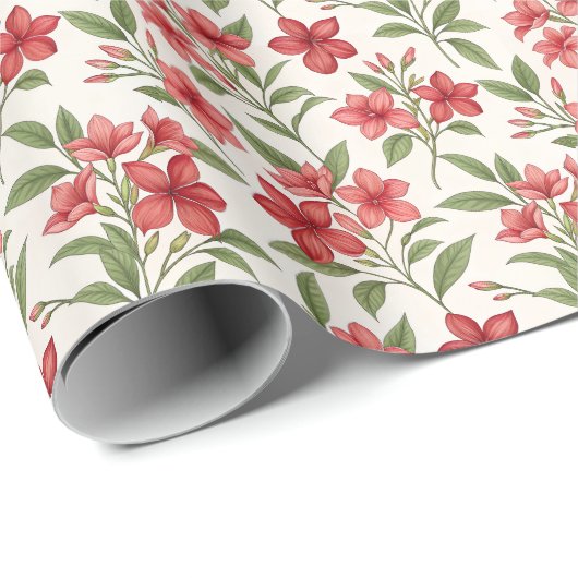 Elegant Red Floral Botanical Blooms Cadeaupapier (Rol Hoek)