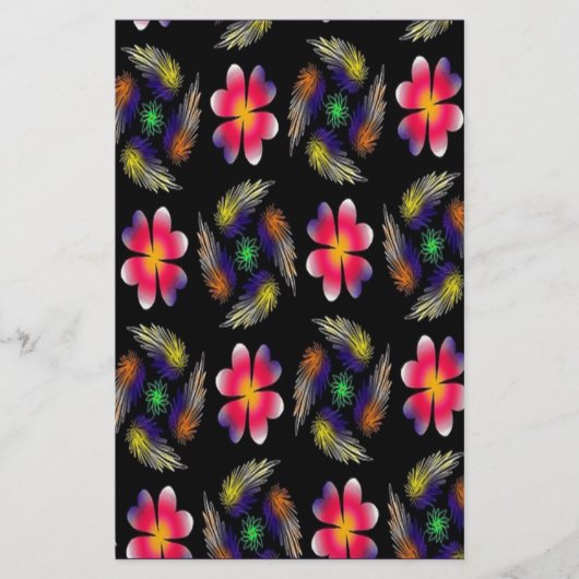 Elegant Red Floral Briefpapier (Voorkant)