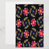 Elegant Red Floral Briefpapier (Voorkant / Achterkant)